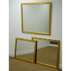  Set three graduating painted gold frame mirrors, W99cm, H89cm (maximum)  