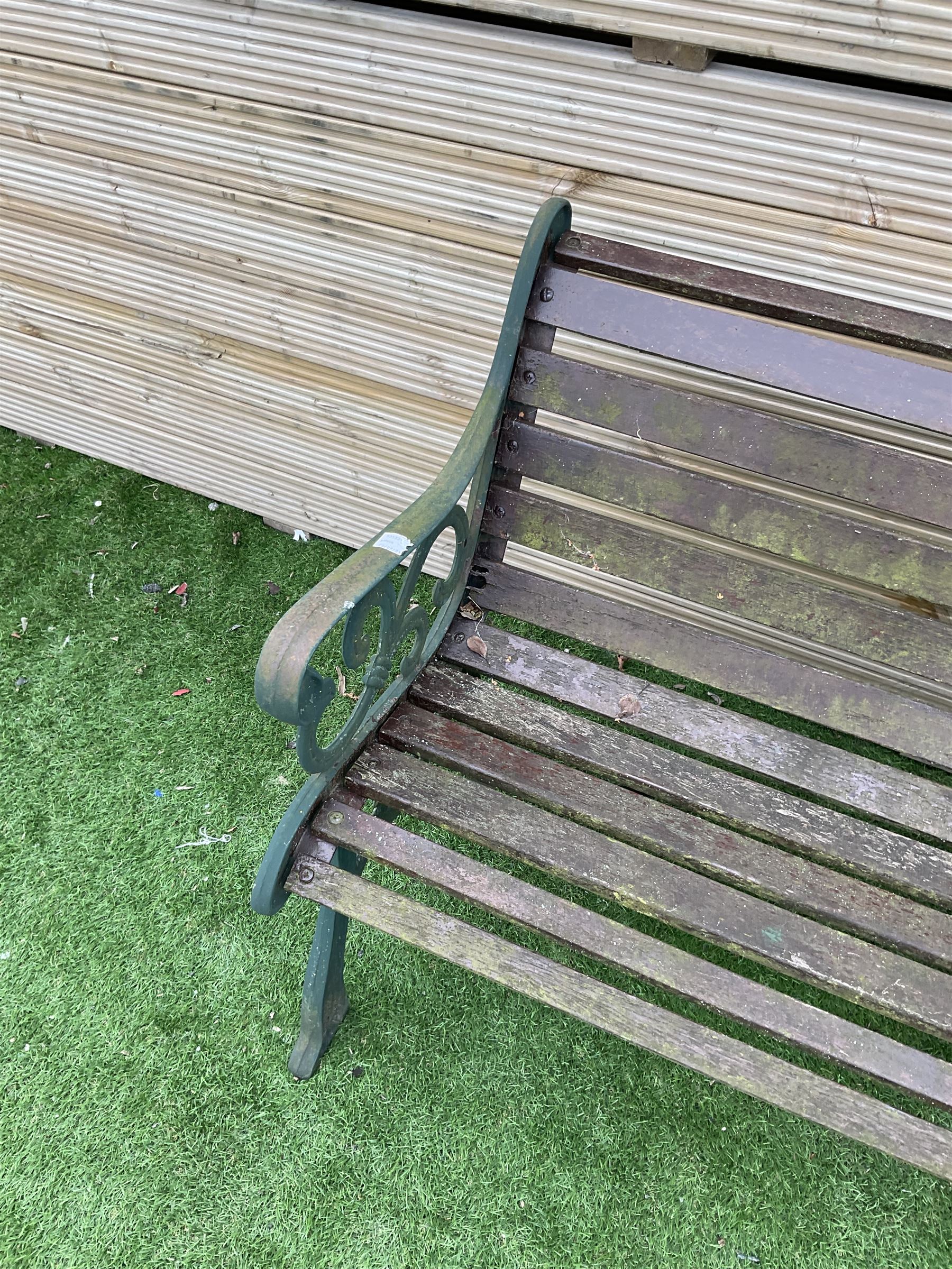 Cast metal and wood slatted garden bench - THIS LOT IS TO BE COLLECTED BY APPOINTMENT FROM DUGGLEBY STORAGE, GREAT HILL, EASTFIELD, SCARBOROUGH, YO11 3TX