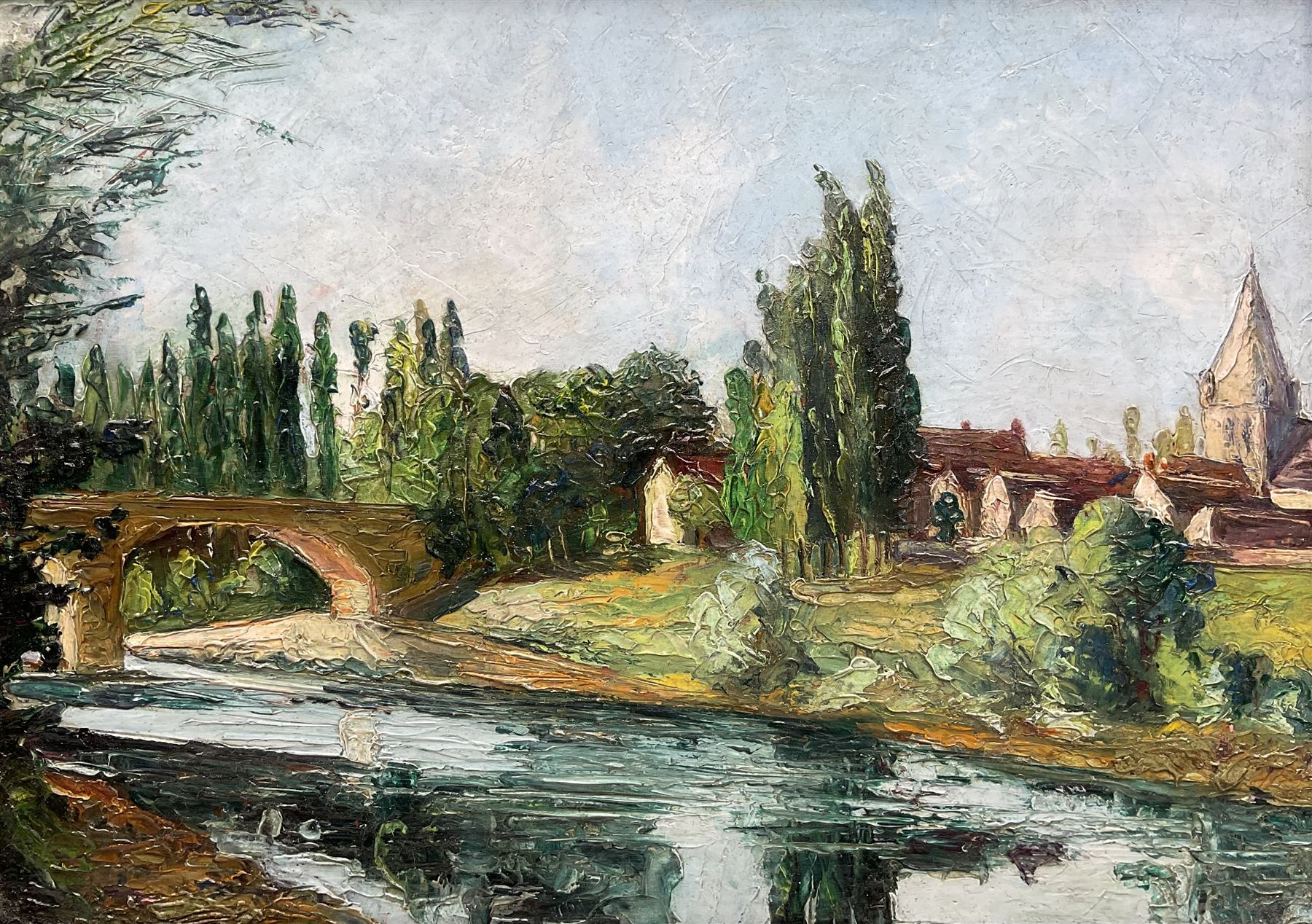 Ronald Ossory Dunlop RA (Irish 1894-1973): 'Pulborough Landscape', oil on panel unsigned, titled on catalogue excerpt verso 23cm x 32cm