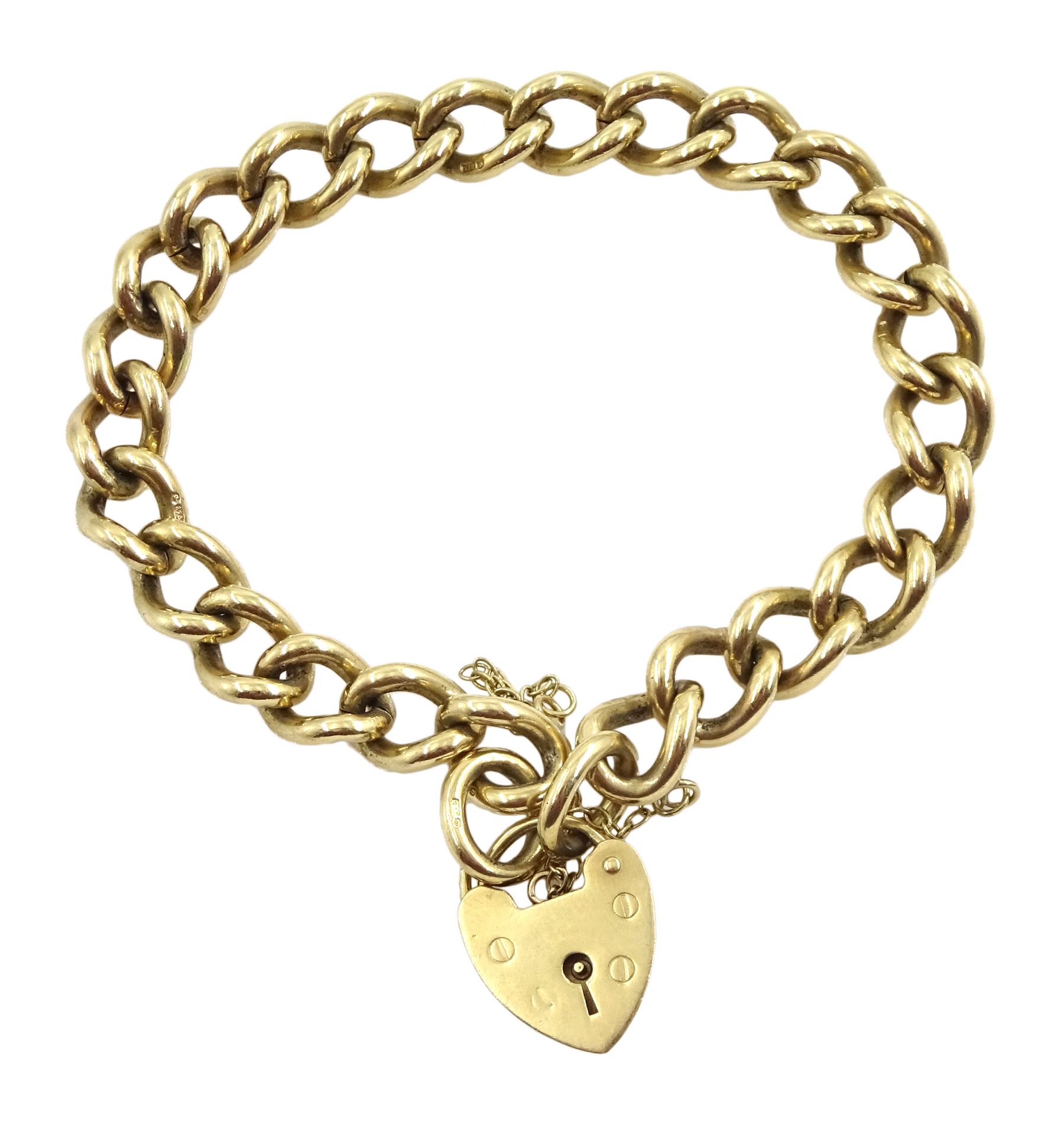 9ct gold curb chain bracelet, stamped 9.375, approx 33gm