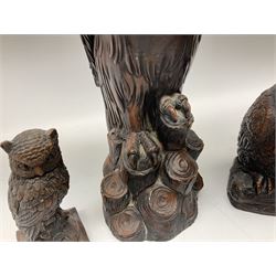 Three Priory Castings composite figures of owls, largest example H40cm