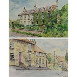 Penny Wicks (British 1949-): 'Westow Hall' and 'Cottages in Westow' near York, pair watercolours signed, titled verso 20cm x 30cm
