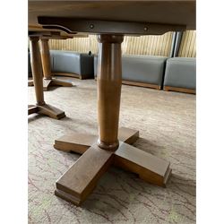 Four square walnut finish dining tables - LOT SUBJECT TO VAT ON THE HAMMER PRICE - To be collected by appointment from The Ambassador Hotel, 36-38 Esplanade, Scarborough YO11 2AY. ALL GOODS MUST BE REMOVED BY WEDNESDAY 15TH JUNE.