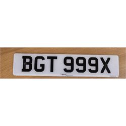 BGT 999X Cherished number plate. On Retention. Assignment Fee Paid. - THIS LOT IS TO BE COLLECTED BY APPOINTMENT FROM DUGGLEBY STORAGE, GREAT HILL, EASTFIELD, SCARBOROUGH, YO11 3TX