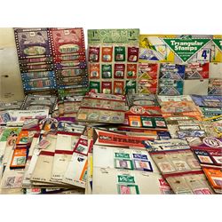 Collection of stamps including packets still mounted to the original shop cards, reading 'A Darracott Product Stamps 1d per pkt' etc, Countries include China, Spain, Argentina, Liberia, Denmark etc, in one box