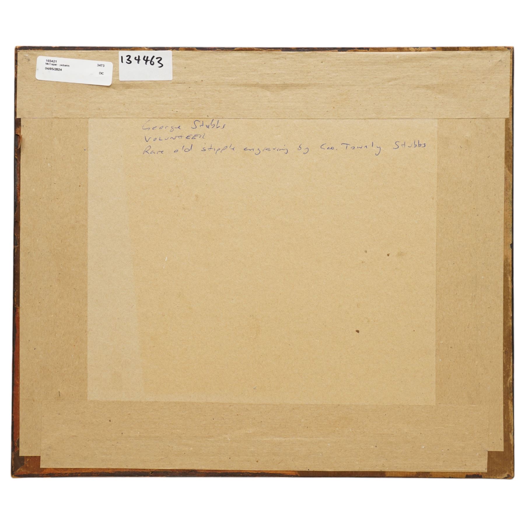 George Townley Stubbs (British 1756-1812) after George Stubbs (British 1724-1806): 'Volunteer', late 18th century stipple engraving with hand-colouring pub. 1794, by Messrs Stubbs Turf Gallery London 20cm x 25cm