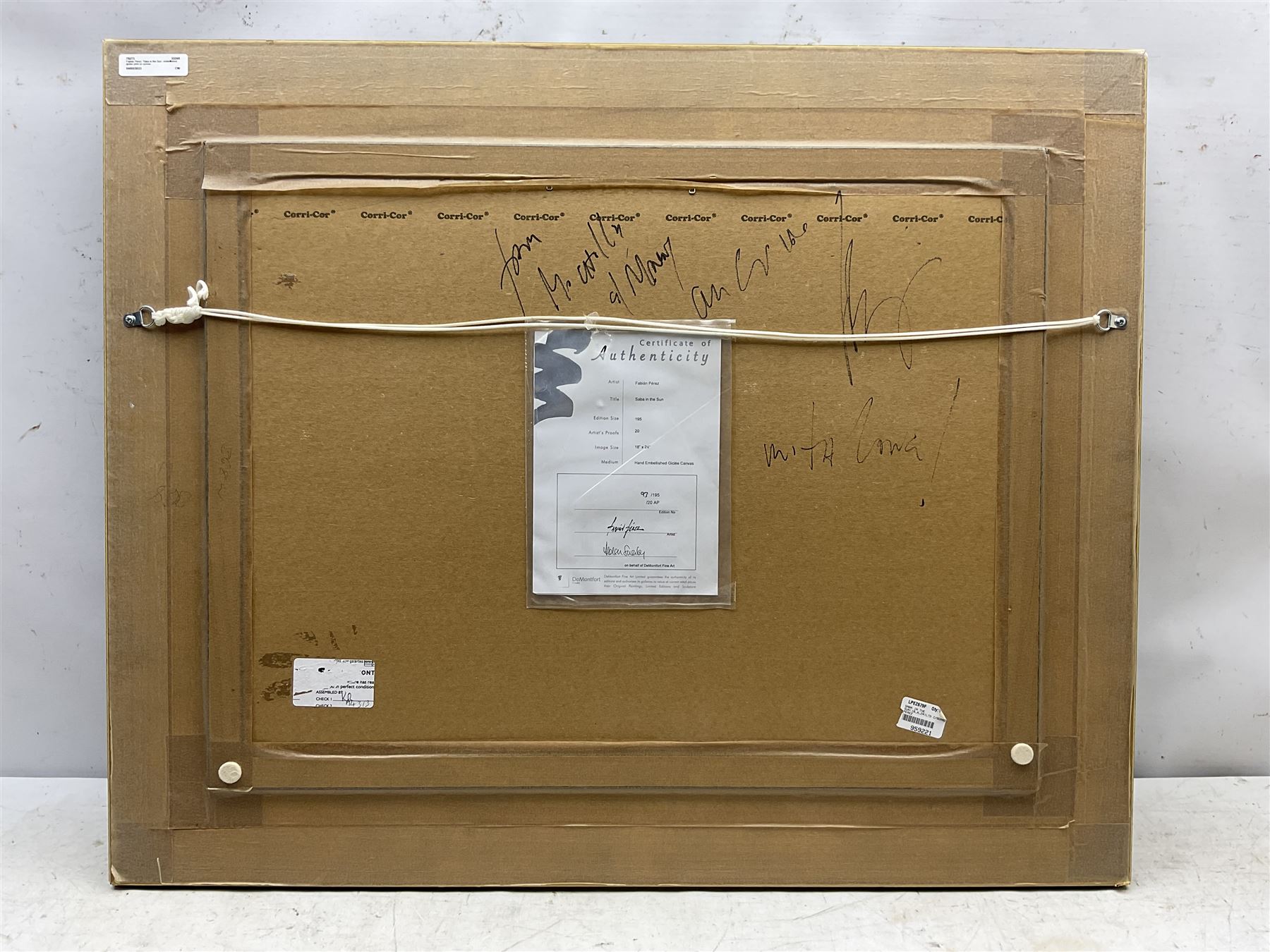 Fabian Perez (Argentinian 1967-): 'Saba in the Sun', embellished giclee print on canvas board signed and numbered 93/195, inscribed verso with DeMontfort Fine Art certificate of authenticity 45cm x 60cm