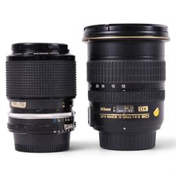 Two Nikkor lenses, comprising AF-S DX 12-24mm 1:4G ED serial no. 259461 and Zoom-Nikkor 43-86mm 1:35 zoom serial no. 1047648