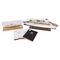 Maritime Replicas 1:771 scale model of Cunard Queen Elizabeth 2, in perspex display case, ...