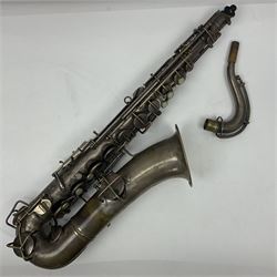 Early 20th century Elkhart Pan American C-Melody saxophone, Patd. Sept.14 1915, no.1153489, serial no.P27678; in fitted hard carrying case with crook