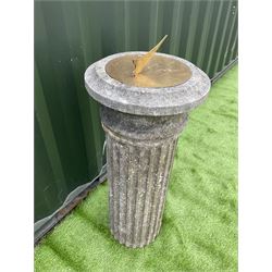 Composite stone garden sundial, tapered column - THIS LOT IS TO BE COLLECTED BY APPOINTMENT FROM DUGGLEBY STORAGE, GREAT HILL, EASTFIELD, SCARBOROUGH, YO11 3TX