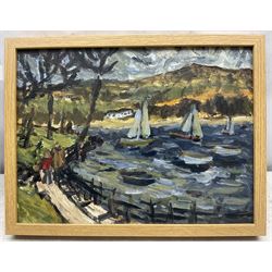 Barry De More (Northern British 1948-2023): 'Hollingworth Lake', watercolour unsigned, titled on authenticity label verso 29cm x 38.5cm
Notes: Acclaimed as one of the North's greatest expressionist artists, Barry De More (1948-2023) used a heavy impasto style to transfer his love of Yorkshire landscapes, townscapes and people to canvas. His work sits comfortably in the company of work by Kossoff and Auerbach, selling to collectors in the UK and overseas. De More's work can be found in the permanent collection of work by Northern Artists at Dean Clough, one of the UK's largest contemporary art galleries.
