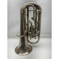 Boosey & Co Class A silver plated four-valve euphonium, serial no.117918 L62cm; in carrying case