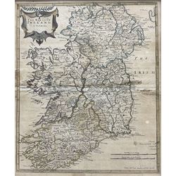Robert Morden (British c.1650-1703): 'The Kingdom of Ireland', 18th century engraved map with later hand colour 42cm x 35cm