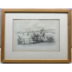 Charles Walter Simpson (1885-1971): 'Near Gartree Hill' - Leicestershire Hunt in Open Country, pencil signed with initials 20cm x 29cm
Provenance: original sketch used for the illustration p.112 in Charles Simpson's book 'Leicestershire and it's Hunts', pub. Bodley Head 1926