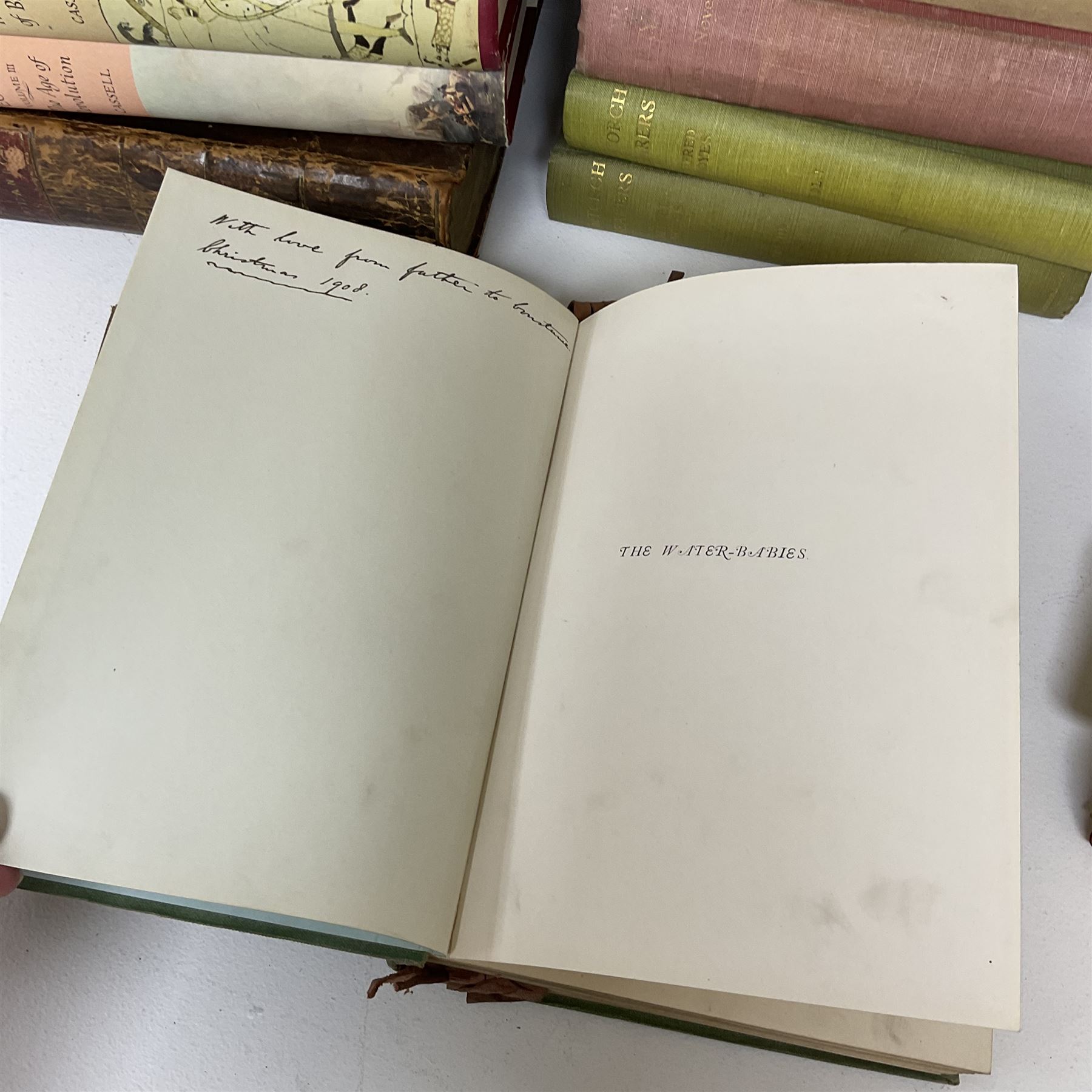 Kingsley, Charles; The Water-Babies, with coloured plates illustrated by Arthur A. Dixon, published by Ernest Nister, together with other predominantly cloth bound books including Shakespeare, Charles Dickens, Emerson’s Mechanics, etc