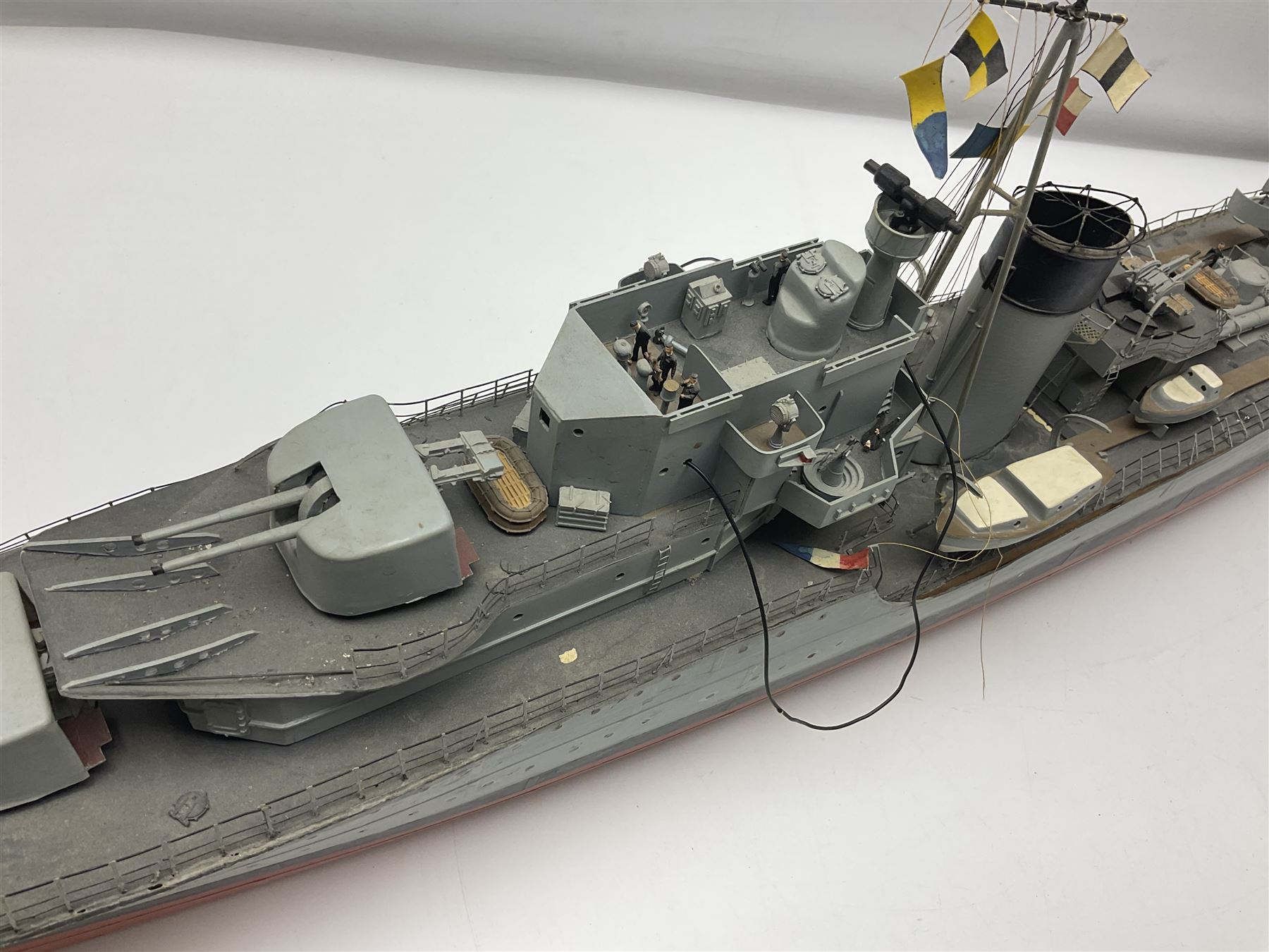 Model of the WWII K-Class Destroyer HMS Kelly, fitted with remote control equipment, untested (no controller), approximately L110cm