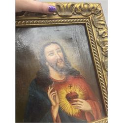 After Pompeo Girolamo Batoni (Italian 1708-1787): 'The Heart of Jesus', oil on canvas unsigned 22cm x 18cm