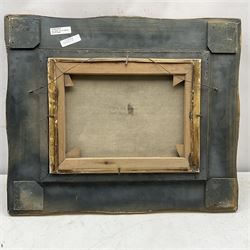 After Jacob Knyff (Dutch 1639-1681): 'Battle of Trafalgar', 20th century oleograph 29cm x 40cm in heavy gilt frame