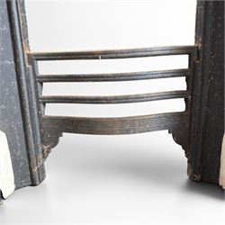 19th century Neoclassical design cast iron bedroom fire surround with fluted and rosette design, white painted finish with  black slip