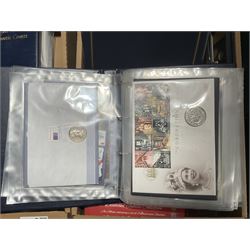Approximately one hundred and fifteen Royal Mint coin covers, in two ring binder folders and loose, together with approximately 53 grams of Great British pre-1920 and approximately 68 grams of Great British pre-1947 silver threepence coins, and a small quantity of further pre-decimal coins