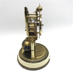 1950s Kaiser 'Universe' 400 day anniversary clock, moonphase dial with Arabic chapter ring decorated with the zodiac signs, globe pendulum, under glass dome, H27cm