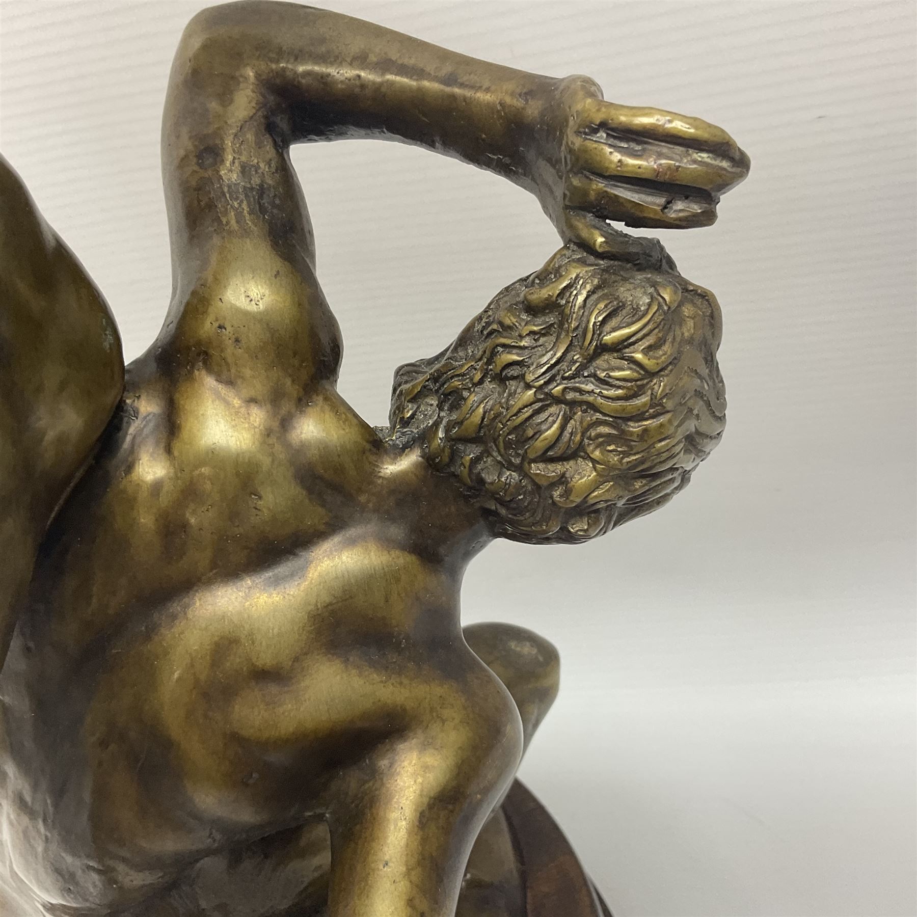 After Giambologna: Abduction of a Sabine Woman, bronze figure, on circular wooden base, H68cm