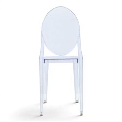 In the manner of Kartell Louis 'Ghost' chairs, transparent moulded plastic, with oval backs and shaped seats, raised on tapering supports