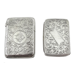 Victorian silver snuff box, bright cut decoration by John Rose, Birmingham 1899 and a vesta case by Stokes & Ireland Ltd, Birmingham 1893, approx 2.5oz
