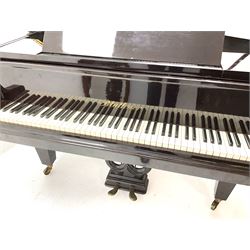 Bluthner, Julius, circa 1880, rosewood cased boudoir grand piano, iron framed with overstrung movement, no. 21792, supplied by Harrods Ltd, London, no. H 48904