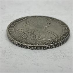 Charles IIII Mexico Spanish Colony 1792 eight reales silver coin