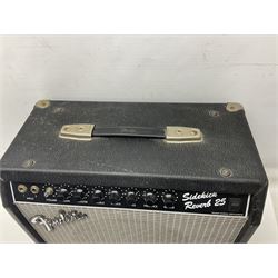 Aria Sinsonido mahogany electric travel guitar, serial no.0502385 L86cm; in original gig bag with earphones and GM11 Minituner; together with Fender Sidekick Reverb 25 amplifier and Marshall MG Series 15DFX amplifier (3)