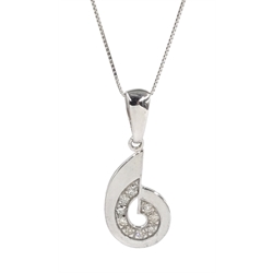 9ct white gold diamond pendant necklace, both stamped 