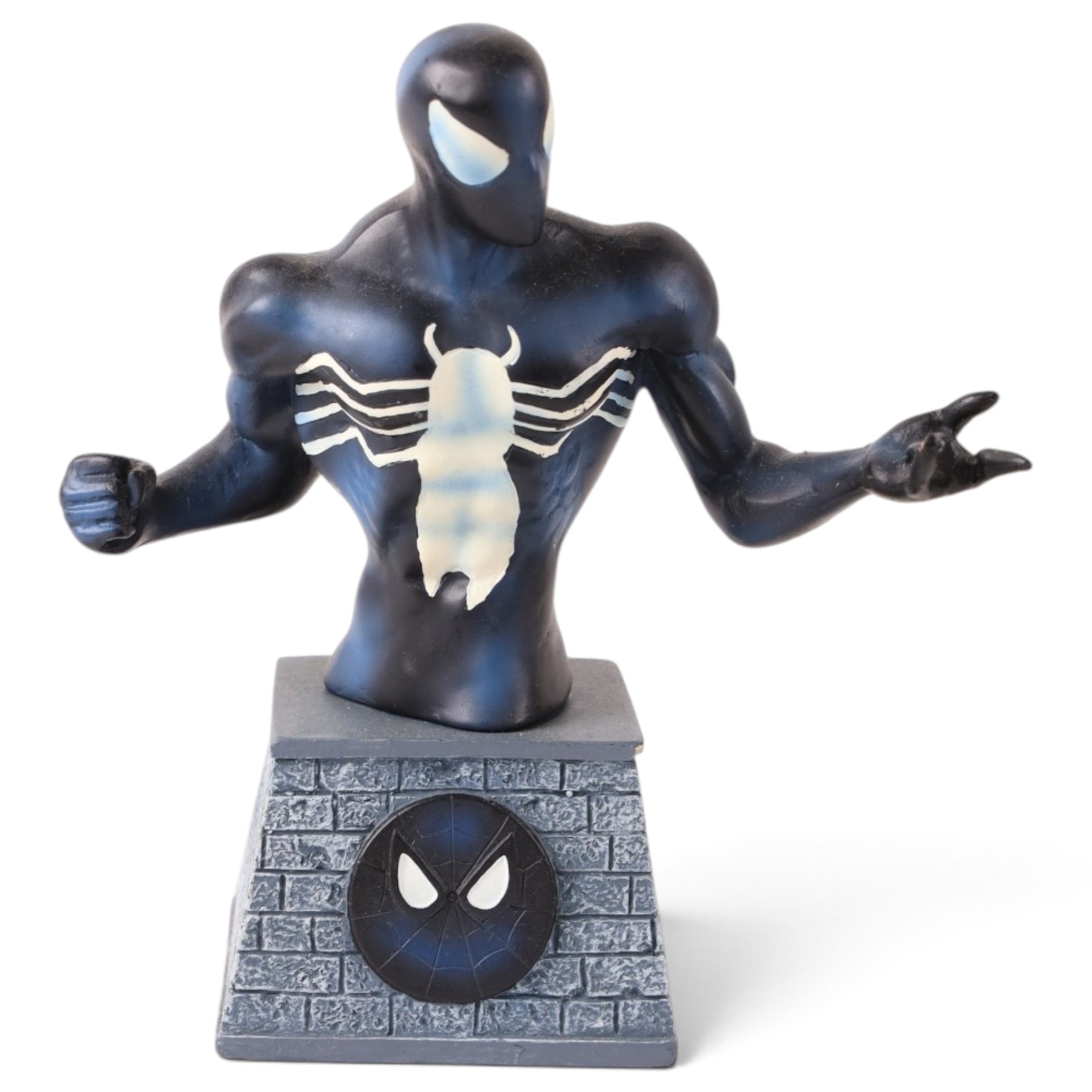 Six Spider-Man busts, comprising Diamond Select Toys limited edition Spider-Man 3 exclusive pre-production bust, Gentle Giant 2011 Premier Guild Exclusive Black Costume Spider-Man, Diamond Select Toys Venom, ARTFX Snap Fit pre-painted model kit, all boxed, Peter Parker The Amazing Spider-Man mini bust and Marvel black costume paperweight