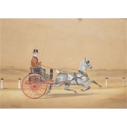 Henry William Standing (British 1894–1931): Gentleman in Horse-drawn Cart, watercolour sig...