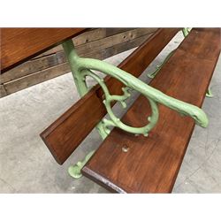 Cast iron and wood slate bench painted in green
