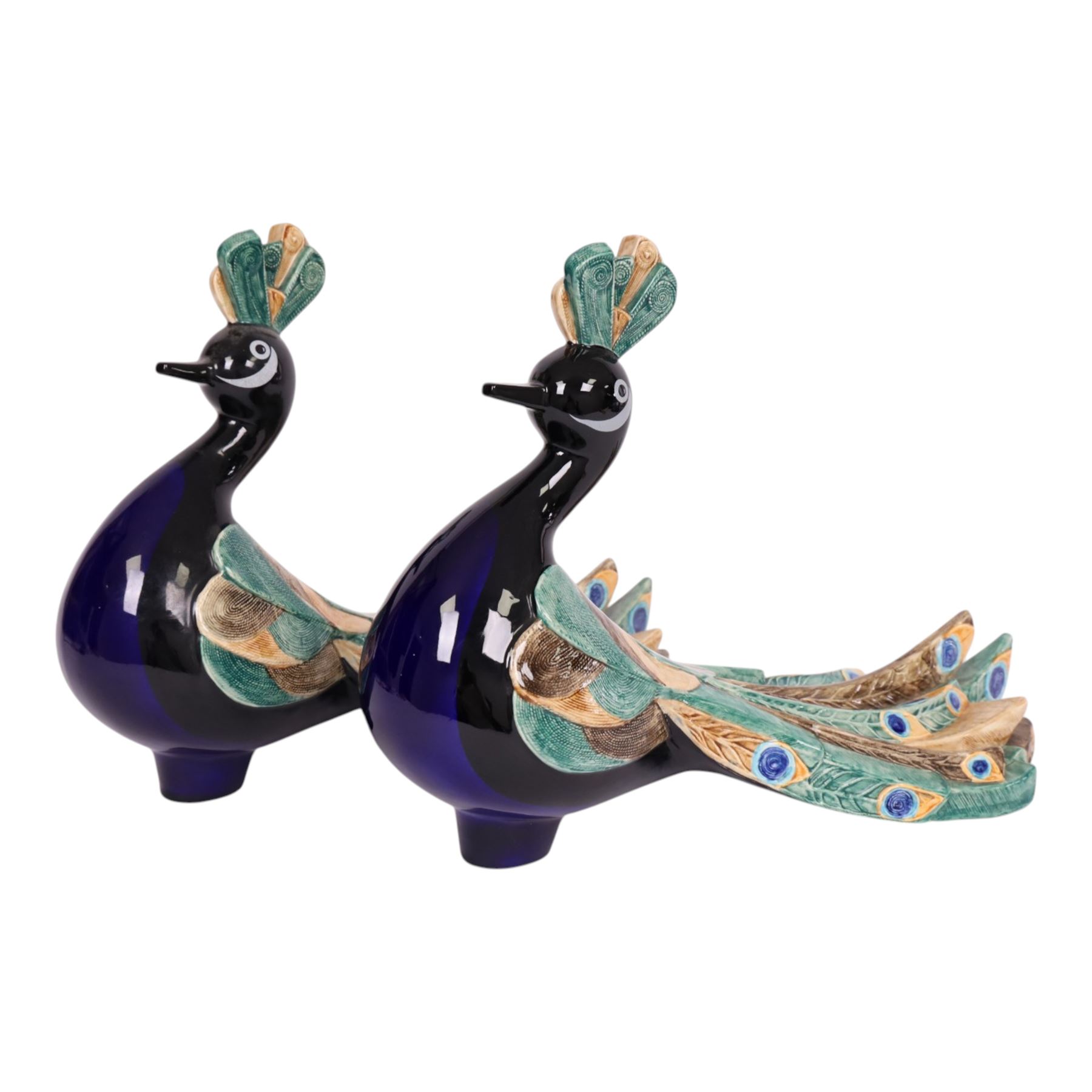 Pair of Goebel Peacock, numbered on base 3894028, signed Selim, H28cm