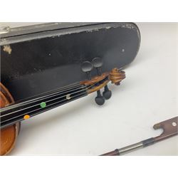 Skylark childs violin and bow, case, together with two other bows, an acoustic guitar and German Auto-Harps zither with floral decoration.   