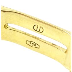 Jaguar gentleman's 18ct gold automatic chronograph wristwatch, white dial with mother of pearl subsidiary seconds dials, day-date aperture and baton hour markers, on 18ct gold bracelet, Swiss hallmarks