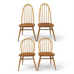 Ercol - set of four light elm chairs, comprising two 'Quakers' and two 'Windsor' chairs