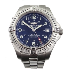  Breitling 1884 Colt chronometre stainless steel mid-size stainless steel wristwatch A74350 serial no 389462, 38mm  