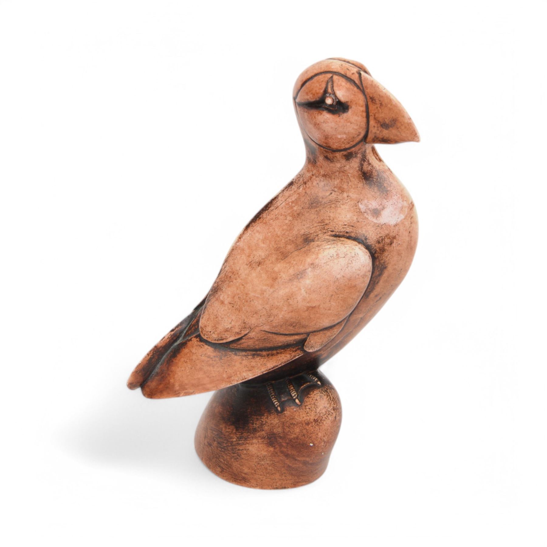 Two Border Fine Arts Gallery Of Modern Art sculptures, modelled as Puffin RW001A and Owl RW002A