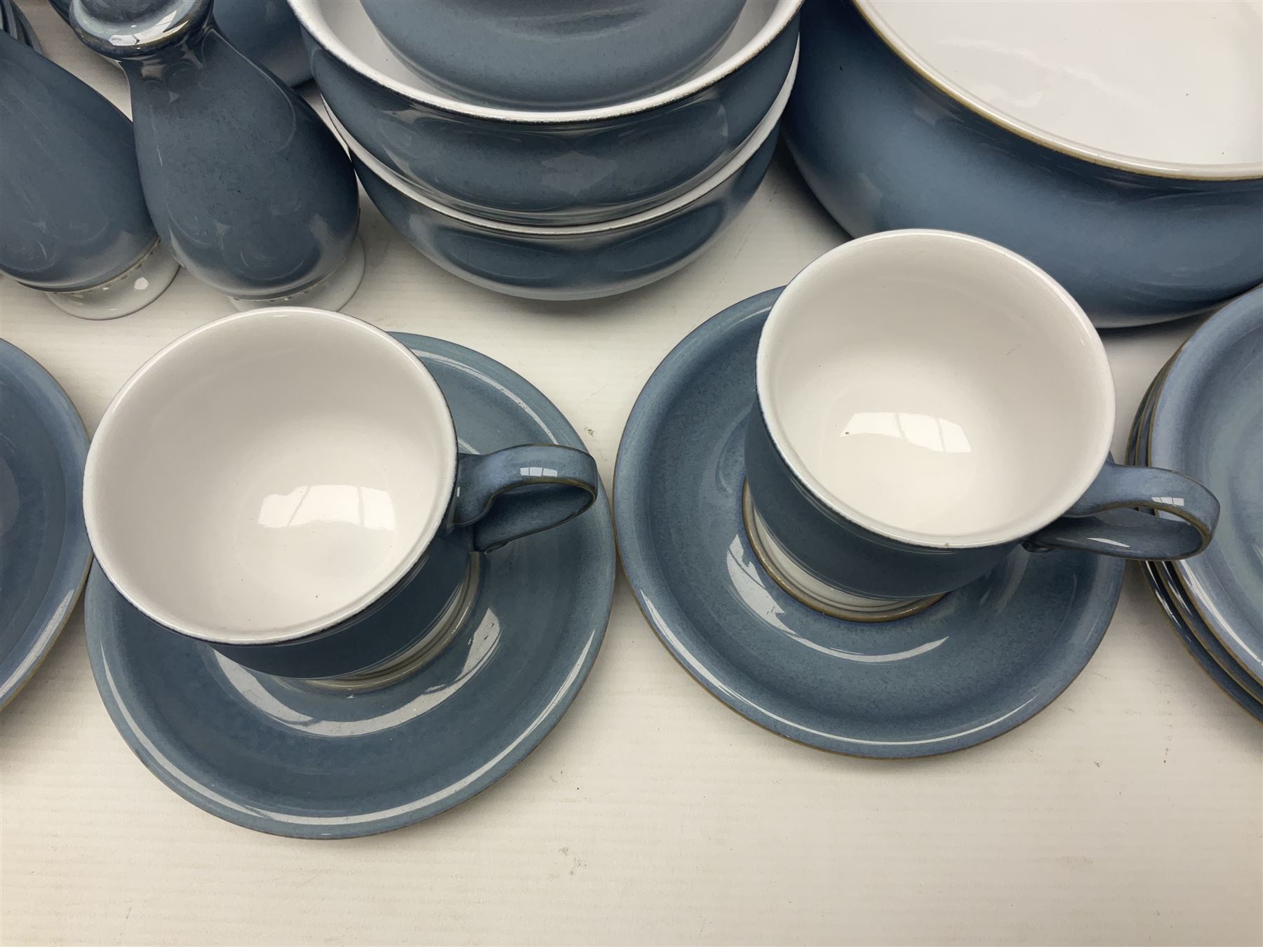 Denby Castile part tea and dinner service, including teapot, eight dinner plates, nine cups and saucers, nine side plates etc