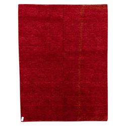 Two contemporary Moroccan Berber hand-woven rugs, deep madder red field of plain design, 1...