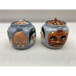 Two Japanese 'Banko' ware five faces teapots, with impressed marks to base, approx H10cm