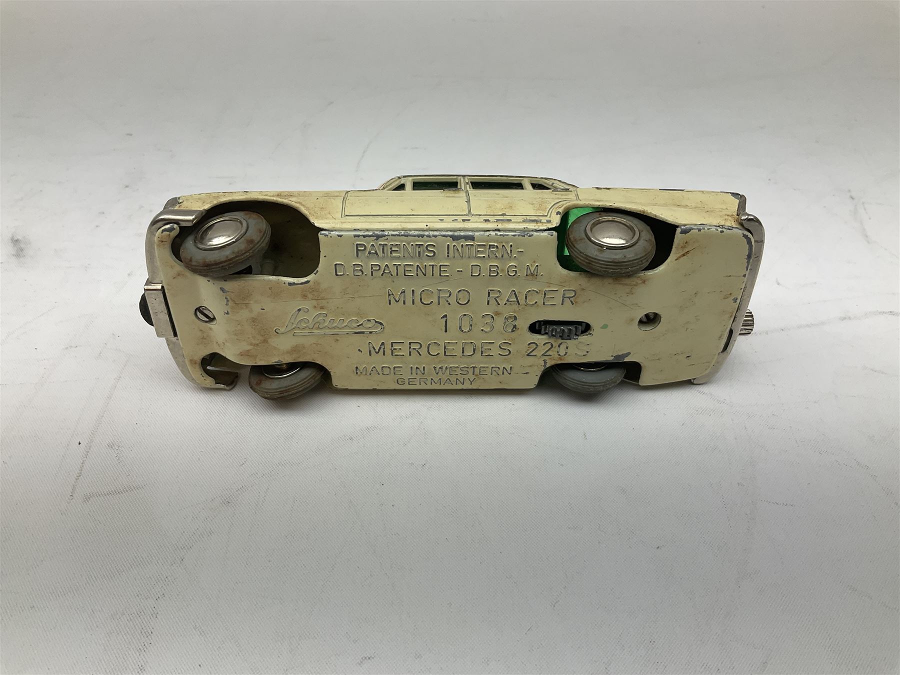 Twenty unboxed and playworn die-cast models including Dinky Guy van Golden Shred, Buick Riviera, Austin A105, Hillman Imp etc; Corgi Batmobile, Monkeemobile, Man From Uncle Oldsmobile Super 88, Airborne Caravan, Ford Mustang etc; Spot-On Humber Super Snipe Estate car; Schuco Micro Racer 1038 clockwork Mercedes 220S etc