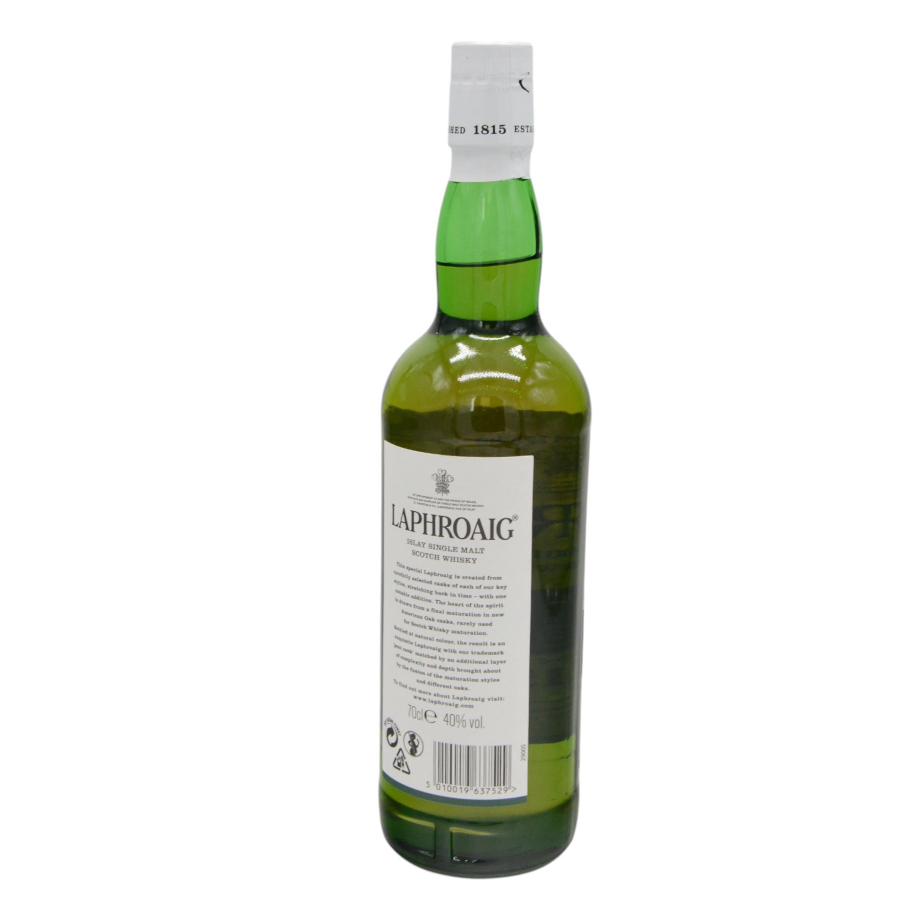 Laphroaig single cask scotch whisky, 70cl 40% vol, together with Hine Fine Champagne Cognac 68cl 40% vol 