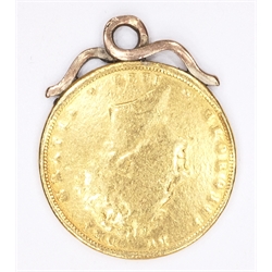  George IV 1825 shield back gold sovereign on pendant mount approx 8.2gm  