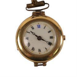 Early 20th century 18ct gold manual wind wristwatch, London 1920, on leather strap