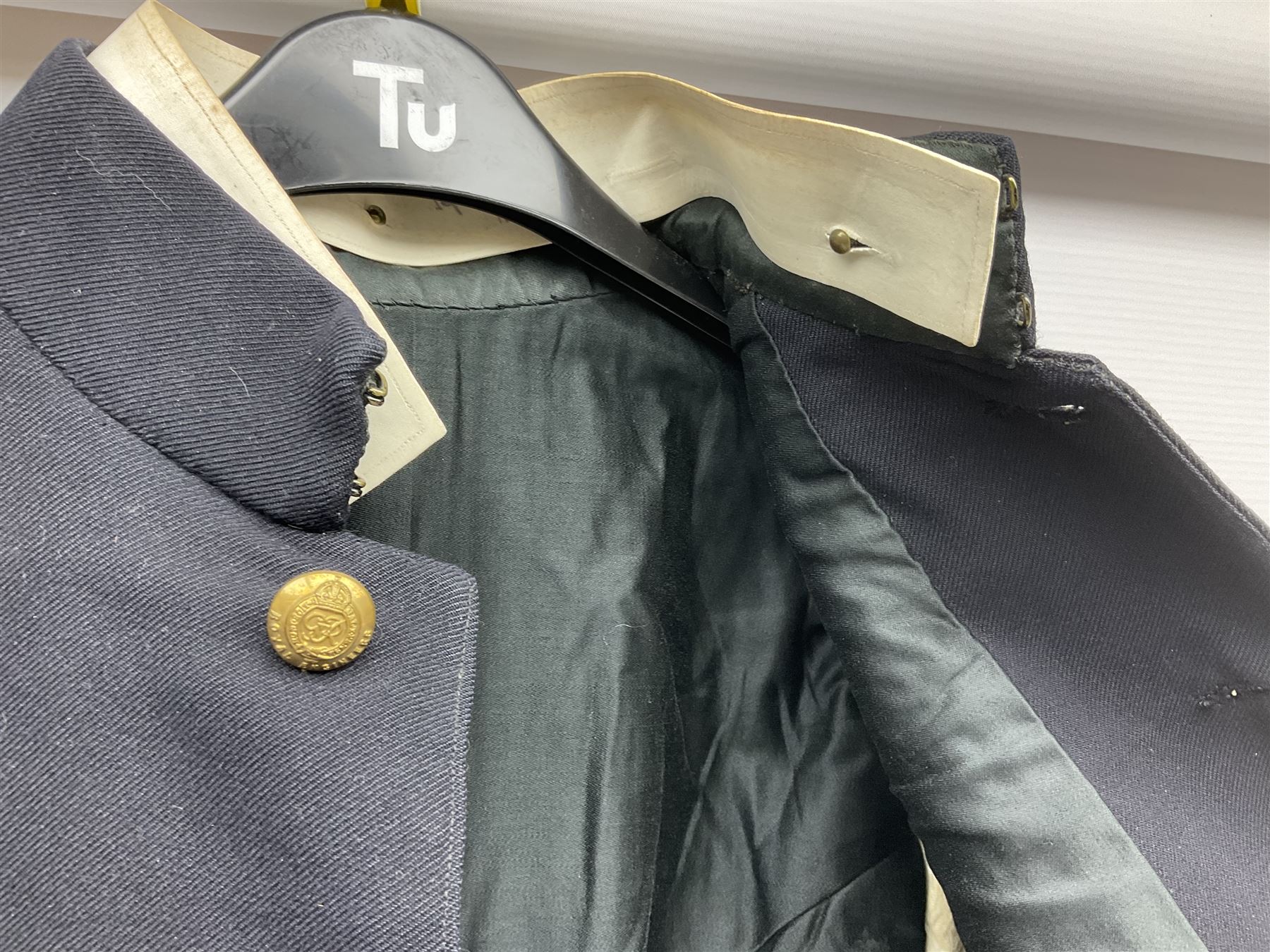 Five military uniforms comprising German Wachbataillon tunic, RASC No.2 dress tunic dated 1963, RAF tunic and trousers dated 1974, RE No.1 tunic and RN Seamans jumper Class II (5)